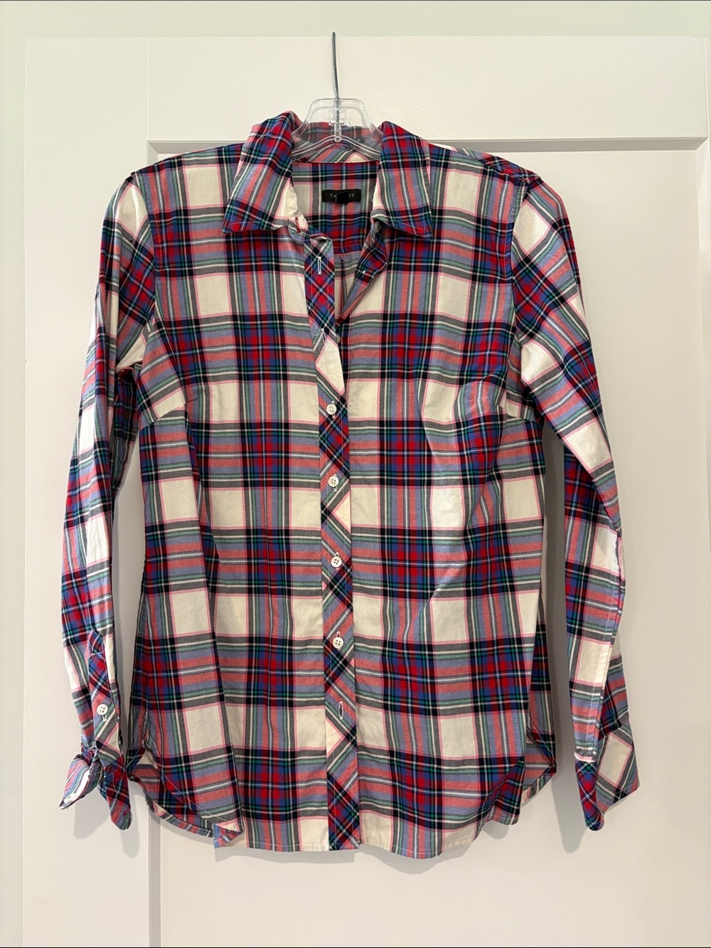 Talbots Red, Blue & White Plaid Button-Down Shirt